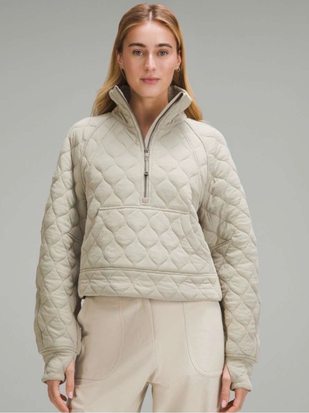 Lululemon Quilted Half-Zip Scuba - Cream/Off-White